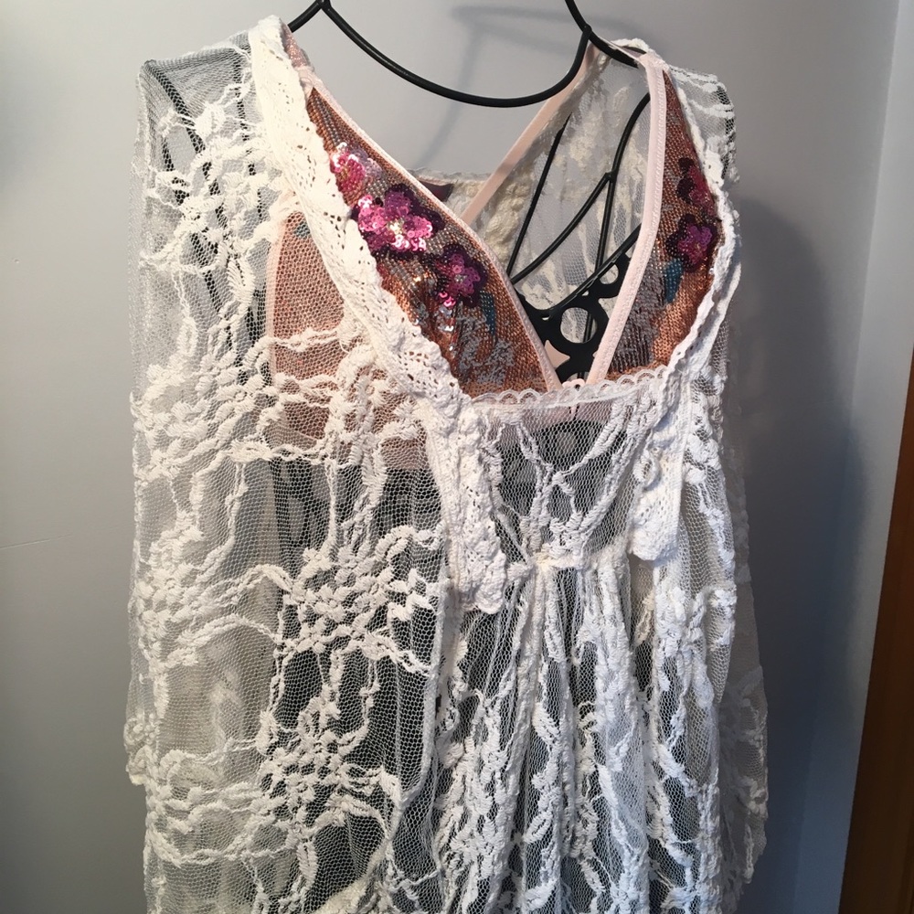 Swimsuit coverup lace poncho